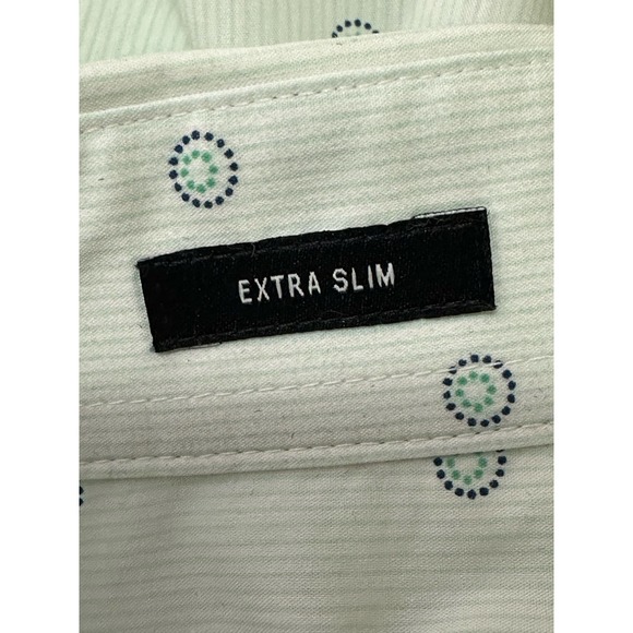 Express green blue polka dots long sleeves button extra slim dress shirt size L - Picture 4 of 8